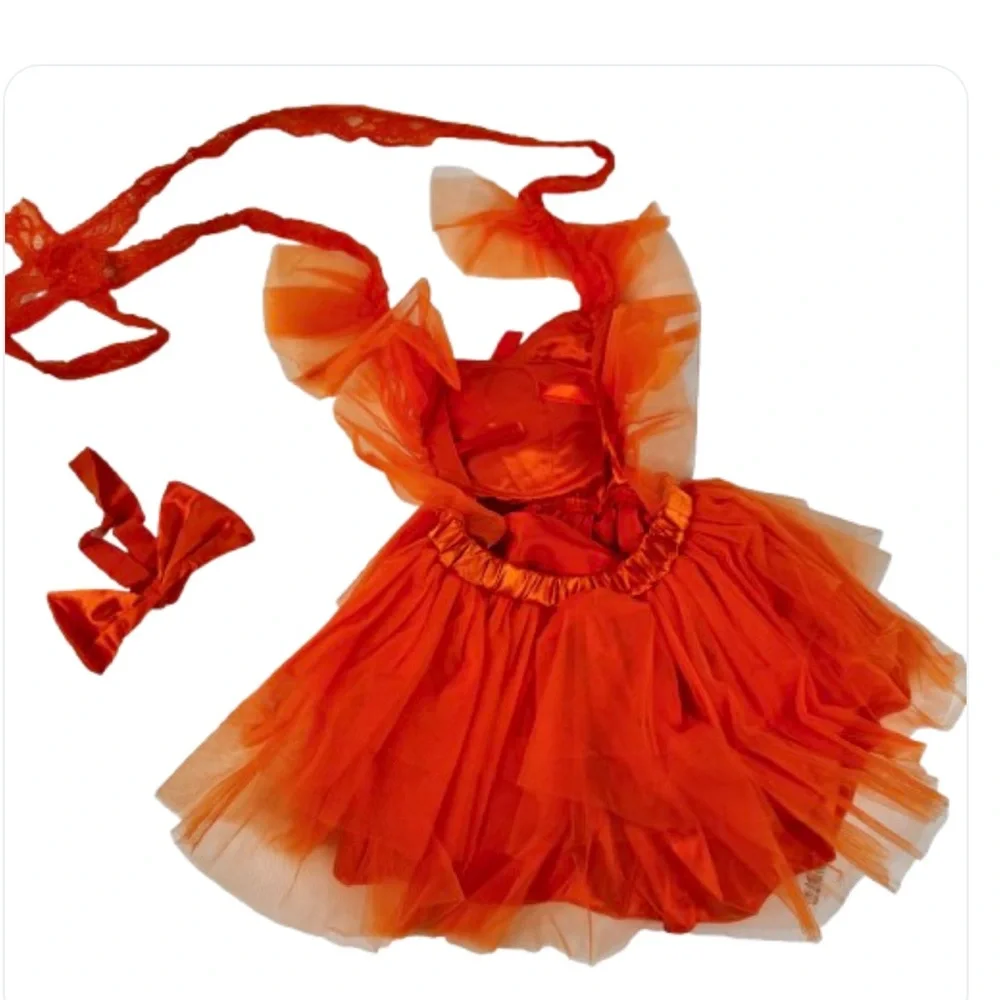 Orange Tulle 1st Birthday Dress